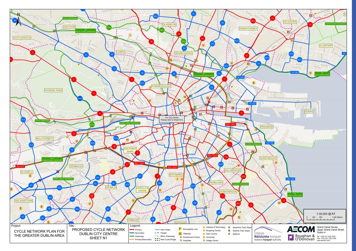 Karte der Radwege in Dublin