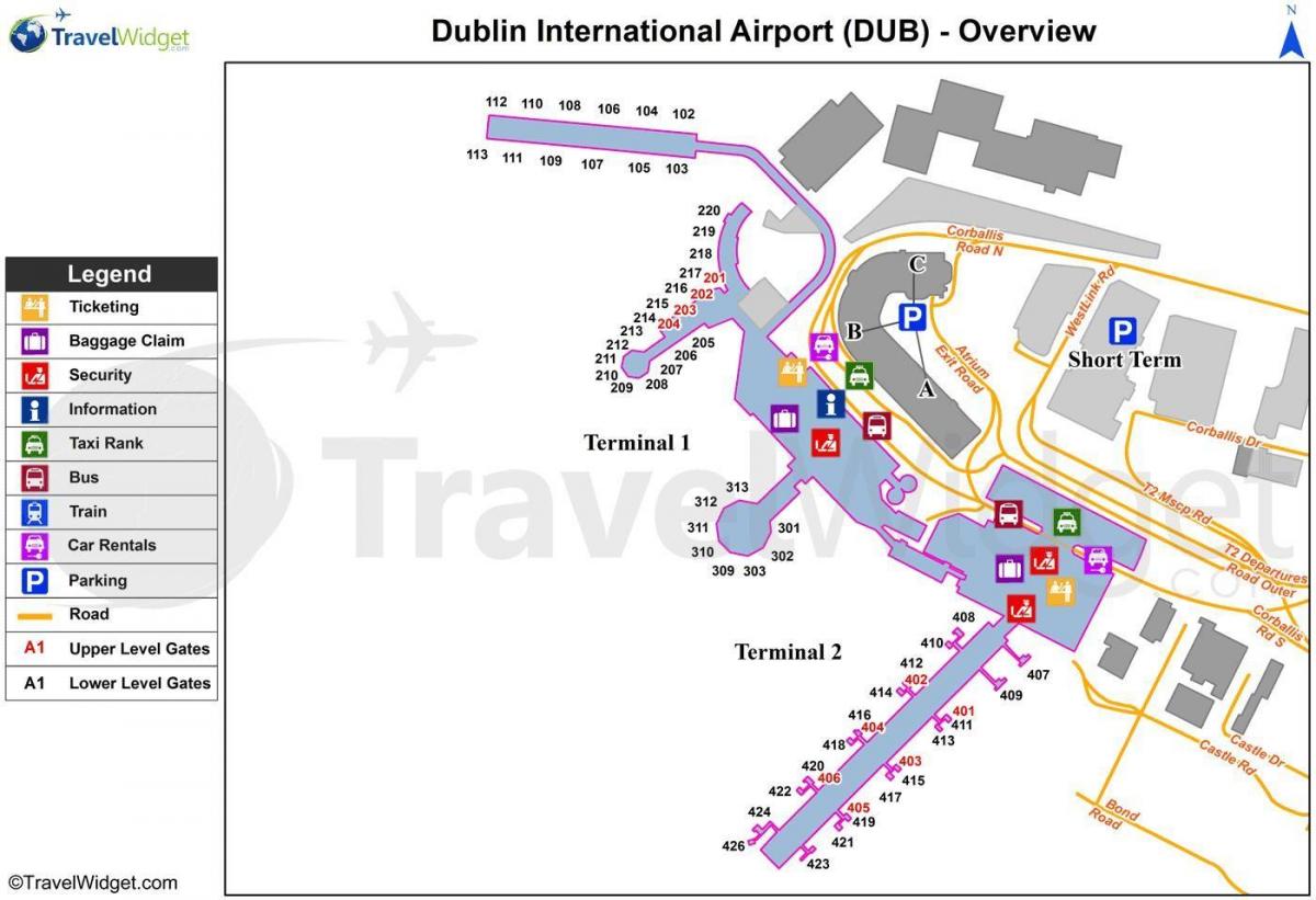 Terminalplan des Flughafens Dublin