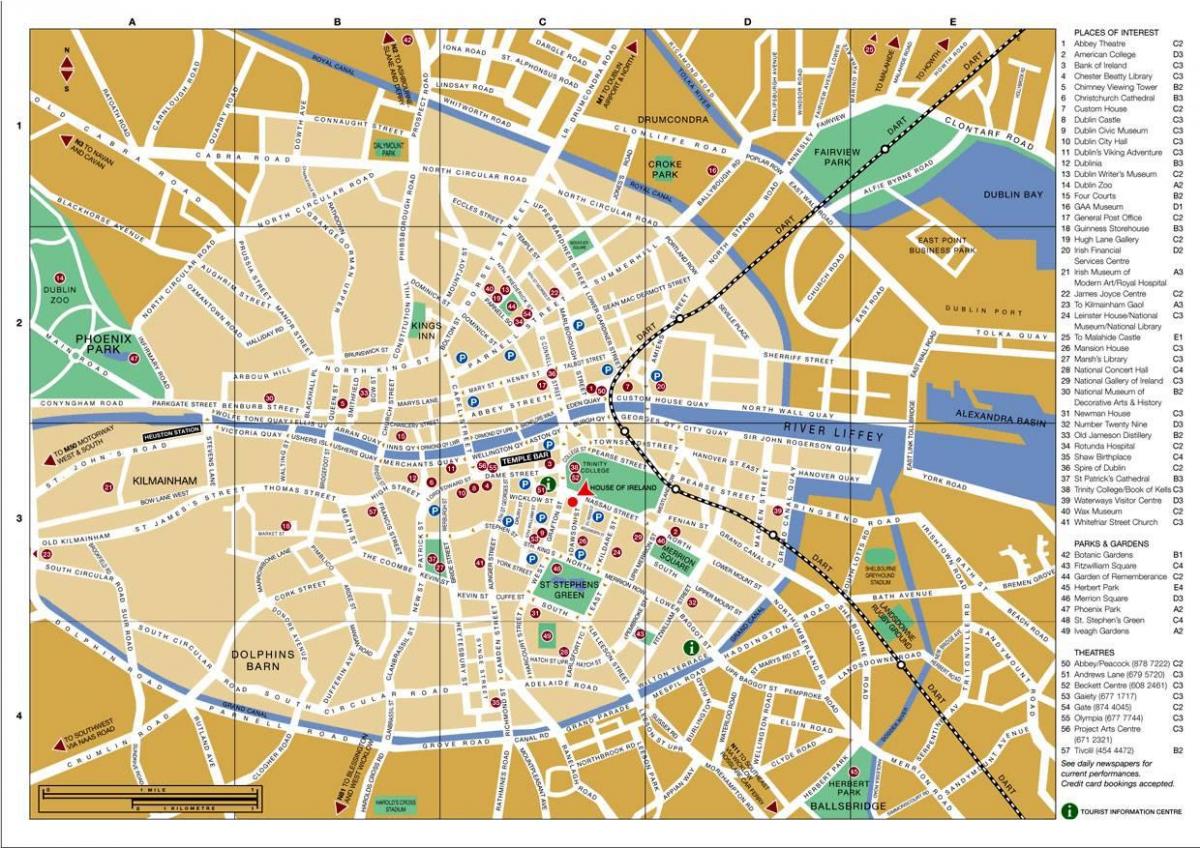 Karte des Stadtzentrums von Dublin